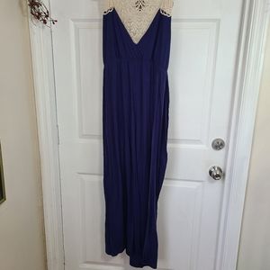 (1348) Woman's Summer Sun Dress, Size: Medium Color: Blue with White lace